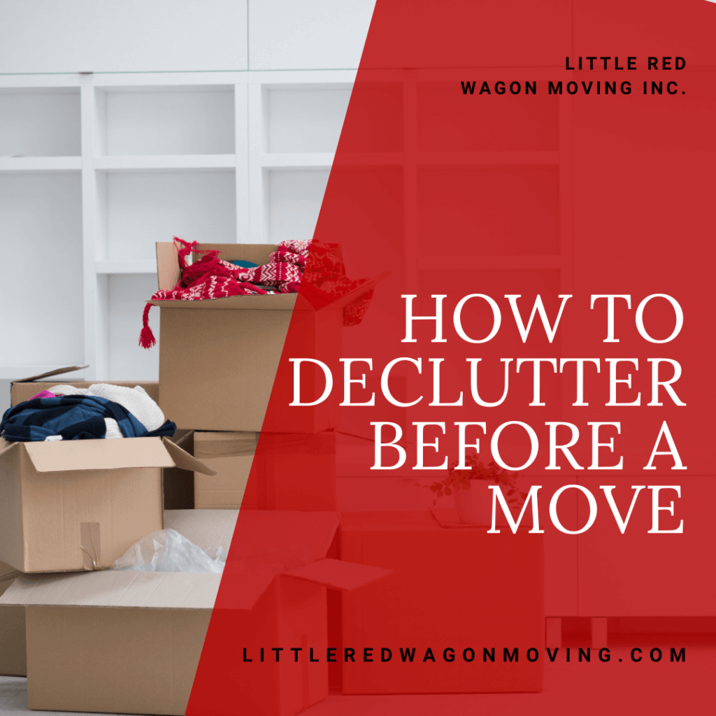 How to declutter before a move with overflowing boxes in background